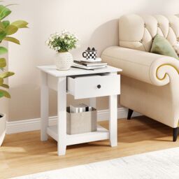 Costway 3-Tier Modern Bedside Table Wooden Nightstand with Drawer in White - thumbnail 3