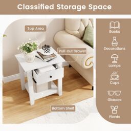 Costway 3-Tier Modern Bedside Table Wooden Nightstand with Drawer in White - thumbnail 8