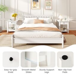 Costway 3-Tier Modern Bedside Table Wooden Nightstand with Drawer in White - thumbnail 7