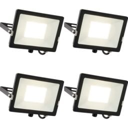 Loops 4 PACK Outdoor Waterproof LED Floodlight - 50W Cool White LED - Matt Black - thumbnail 1