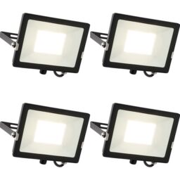Loops 4 PACK Outdoor Waterproof LED Floodlight - 50W Cool White LED - Matt Black