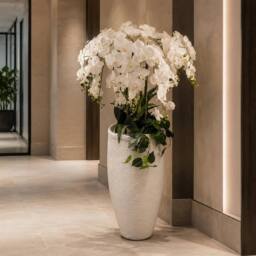 Leaf 150cm White Orchid Potted Display Artificial Premium - thumbnail 1