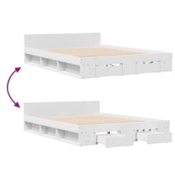 Berkfield Home Bed Frame with Drawers without Mattress White 140x200 cm - thumbnail 7