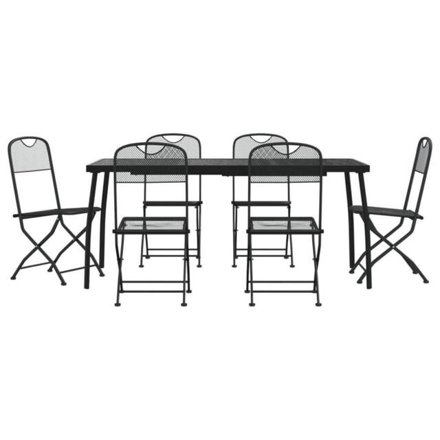 Berkfield Home 7 Piece Garden Dining Set Anthracite Metal Mesh in Black - image 1