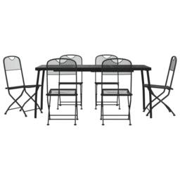 Berkfield Home 7 Piece Garden Dining Set Anthracite Metal Mesh in Black - thumbnail 1