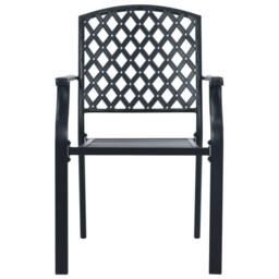 Berkfield Home Stackable Garden Chair Set 7 pcs Anthracite Powder-coated Steel in Black - thumbnail 5