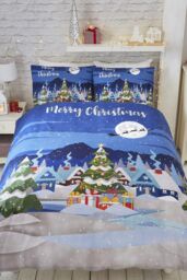 Bedlam 'Glow In The Dark' Christmas Scene Print Duvet Cover Set - Size: Double - thumbnail 2