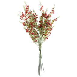 Leaf Pack of 6 x 100cm Artificial Foliage Stem with Small Flowers - Red - Size: 6 x 100 cm - thumbnail 6