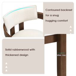 BTM Set of 2/4/6 Solid Wood Dining Chairs Upholstered in textured linen in Brown - Size: 2 Pack - thumbnail 8