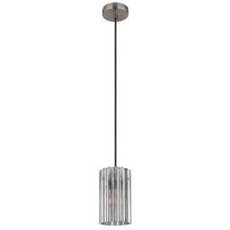 Netlighting Cayden Slim Pendant Ceiling Light Nickel Matt Clear Glass Shade 1x E27 in Grey - thumbnail 2