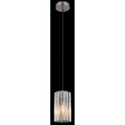 Netlighting Cayden Slim Pendant Ceiling Light Nickel Matt Clear Glass Shade 1x E27 in Grey - thumbnail 3