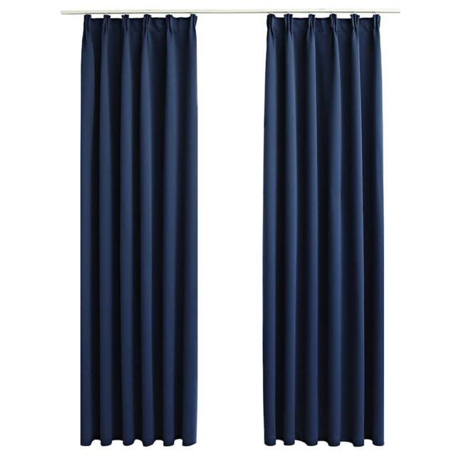 Berkfield Home Blackout Curtains with Hooks 2 pcs Blue 140x245 cm - image 1