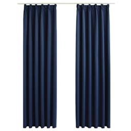 Berkfield Home Blackout Curtains with Hooks 2 pcs Blue 140x245 cm - thumbnail 1