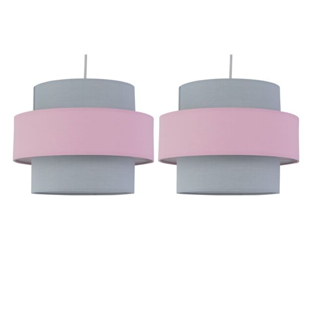 First Choice Lighting Pair of Pink & Grey Two Tier Light Shades - image 1