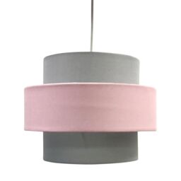 First Choice Lighting Pair of Pink & Grey Two Tier Light Shades - thumbnail 5