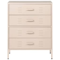 Wyld and Coco Beige Four-Drawer Steel Chest - Industrial Home Office Storage - thumbnail 4