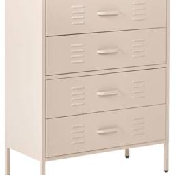 Wyld and Coco Beige Four-Drawer Steel Chest - Industrial Home Office Storage - thumbnail 2