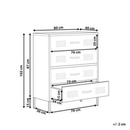 Wyld and Coco Beige Four-Drawer Steel Chest - Industrial Home Office Storage - thumbnail 3