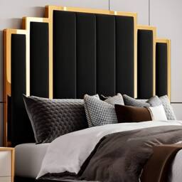 PARADISE BEDS LTD Royal Touch Velvet Upholstered Double Bed Set in Black - thumbnail 2