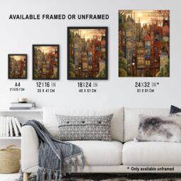 "Artery8 Sunset Geometric Soft Cityscape In Autumn Architecture Large Wall Unframed Art Poster Print Thick Paper 18X24 Inch - Size: W18"" x H24""" - thumbnail 3