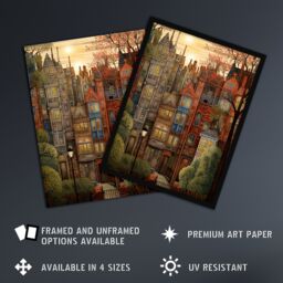"Artery8 Sunset Geometric Soft Cityscape In Autumn Architecture Large Wall Unframed Art Poster Print Thick Paper 18X24 Inch - Size: W18"" x H24""" - thumbnail 2