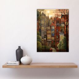 "Artery8 Sunset Geometric Soft Cityscape In Autumn Architecture Large Wall Unframed Art Poster Print Thick Paper 18X24 Inch - Size: W18"" x H24""" - thumbnail 4