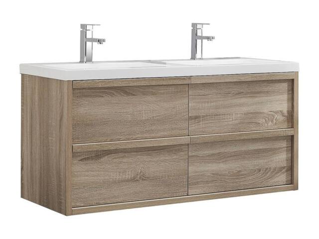 Vente-unique Suspended Bathroom Furniture With Built-In Washbasin - Light Natural in Light Oak - image 1