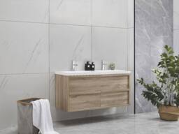 Vente-unique Suspended Bathroom Furniture With Built-In Washbasin - Light Natural in Light Oak - thumbnail 2