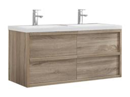 Vente-unique Suspended Bathroom Furniture With Built-In Washbasin - Light Natural in Light Oak - thumbnail 1