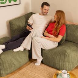 icon 3pcs Noa Bean Bag, 1x Corner, 1x Recliner, 1x Slab, Jumbo Cord in Green - thumbnail 2