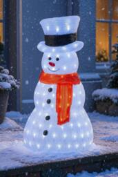 Neo Large Festive Christmas 70cm Acrylic Light Up Snowman Outdoor in Cool White - thumbnail 1