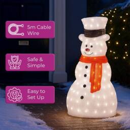 Neo Large Festive Christmas 70cm Acrylic Light Up Snowman Outdoor in Cool White - thumbnail 5
