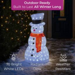 Neo Large Festive Christmas 70cm Acrylic Light Up Snowman Outdoor in Cool White - thumbnail 3