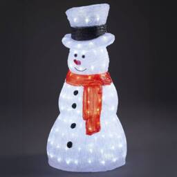 Neo Large Festive Christmas 70cm Acrylic Light Up Snowman Outdoor in Cool White - thumbnail 6