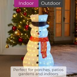 Neo Large Festive Christmas 70cm Acrylic Light Up Snowman Outdoor in Cool White - thumbnail 4