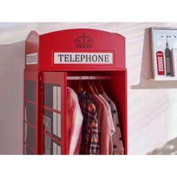 Cheshire Premium Heritage Telephone Box Wardrobe in Red - thumbnail 8