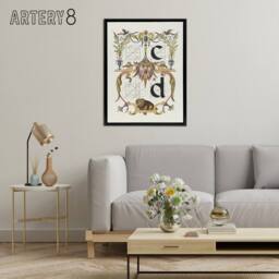 "Artery8 Pictoral Letter Guide C & D Calligraphy Framed Canvas Wall Art Print in White - Size: W12"" x H16""" - thumbnail 3