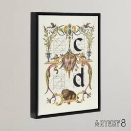 "Artery8 Pictoral Letter Guide C & D Calligraphy Framed Canvas Wall Art Print in White - Size: W12"" x H16""" - thumbnail 2