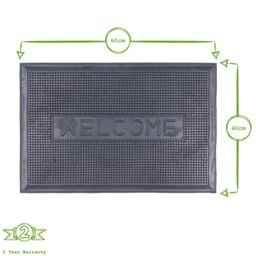 Nicola Spring Heavy Duty Rubber Door Mats - 60 x 40cm - Welcome - Set of 2 in Black - Size: 40 cm x 60 cm - thumbnail 3