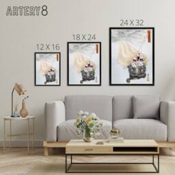 "Artery8 Mizue Urashima Sea Turtle Myth Framed Canvas Wall Art Print Ogata Gekko in Beige - Size: W18"" x H24""" - thumbnail 4