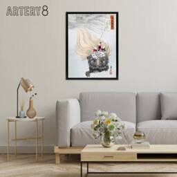 "Artery8 Mizue Urashima Sea Turtle Myth Framed Canvas Wall Art Print Ogata Gekko in Beige - Size: W18"" x H24""" - thumbnail 3