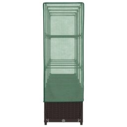 Berkfield Home Raised Bed with Greenhouse Cover Rattan Look 160x40x138 cm in Brown - Size: 160 x 40 x 138 cm - thumbnail 5