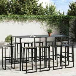 Berkfield Home Practical 11 Piece Garden Bar Set Black Powder-coated Steel - thumbnail 2