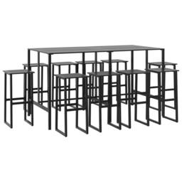 Berkfield Home Practical 11 Piece Garden Bar Set Black Powder-coated Steel - thumbnail 3