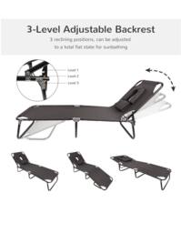 Groundlevel Garden sun lounger with Padded Headrest & Face Hole in Black - thumbnail 2