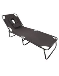 Groundlevel Garden sun lounger with Padded Headrest & Face Hole in Black - thumbnail 1
