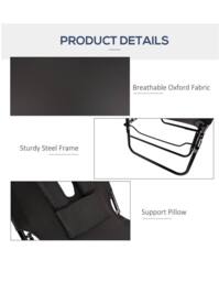 Groundlevel Garden sun lounger with Padded Headrest & Face Hole in Black - thumbnail 3
