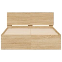 Berkfield Home Bed Frame with Headboard & LED Sonoma Oak 120x190 cm Small Double in Brown - thumbnail 7