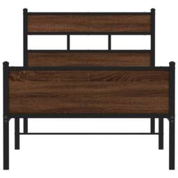 Berkfield Home Bed Frame without Mattress Brown Oak 90x190 cm Single Engineered Wood - thumbnail 4