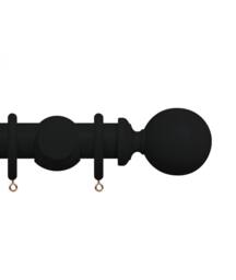 New Edge Blinds Premium 50mm Wooden Curtain Pole Set - Coal Black - Size: 200 cm - thumbnail 1